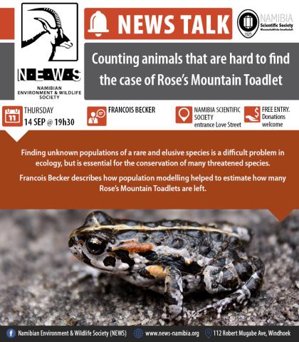 Talk announcement:  The Rose's Mountain Toadlet( NEWS)
