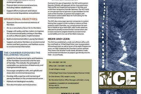 Brochure on the Namibian Chamber of Environment