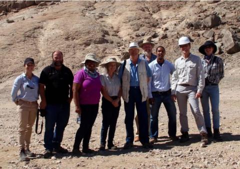 The Namibian Chamber of Environment and six of its Member organisations visited Bannerman – Environmental Compliance Consultancy, NACSO, NNF-NamPower partnership, African Conservation Services and Namibian Scientific Society, joining Tinus Prinsloo, Werner Ewald and Alex Speiser at the rehabilitated bulk sampling area (photos Jessica Mooney).