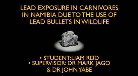 Presentation of research into Lead exposure in carnivores in Namibia due to the use of lead bullets in wildlife: Liam Reid